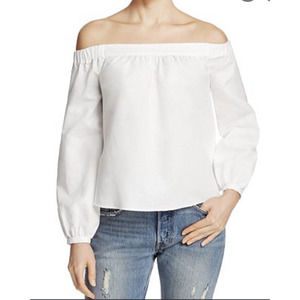 Revolve L’academie White Puff Off The Shoulder Blouse Long Sleeve Womens Size XS